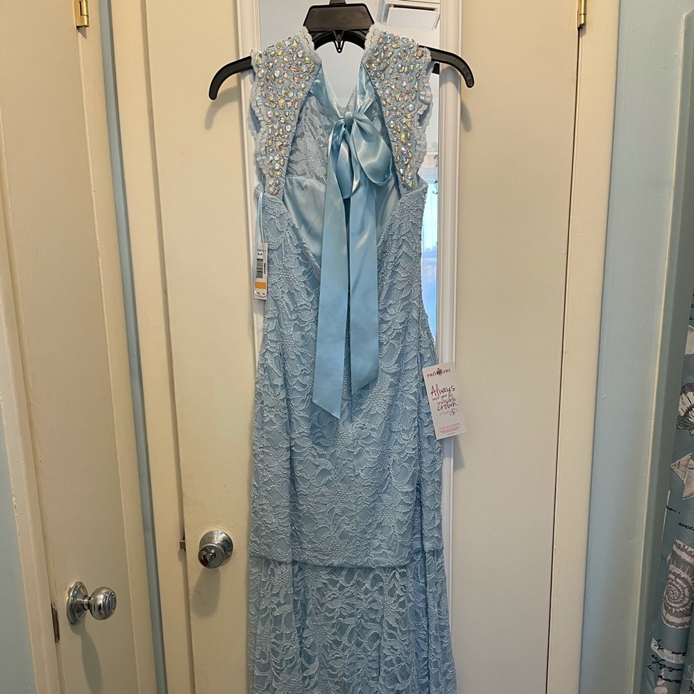 Blue sequin long. Short sleeve dress